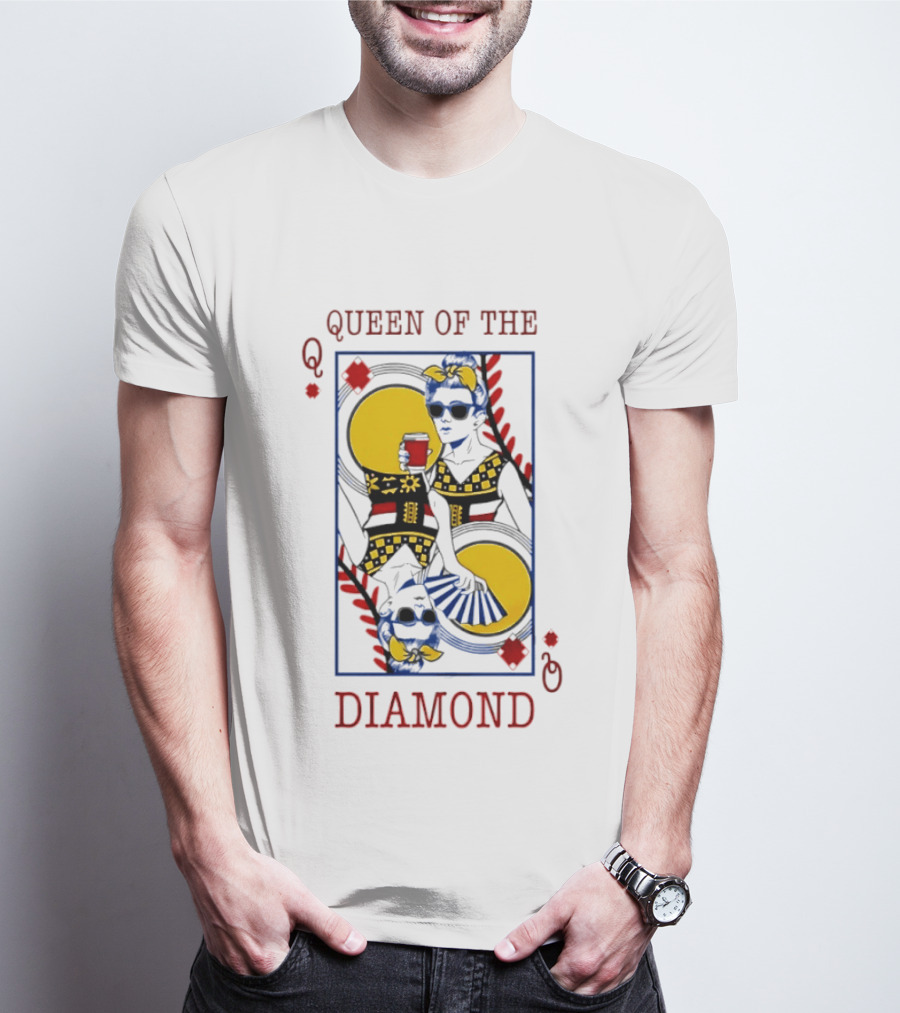 Queen Of The Diamond Playing Card Baseball T-Shirt