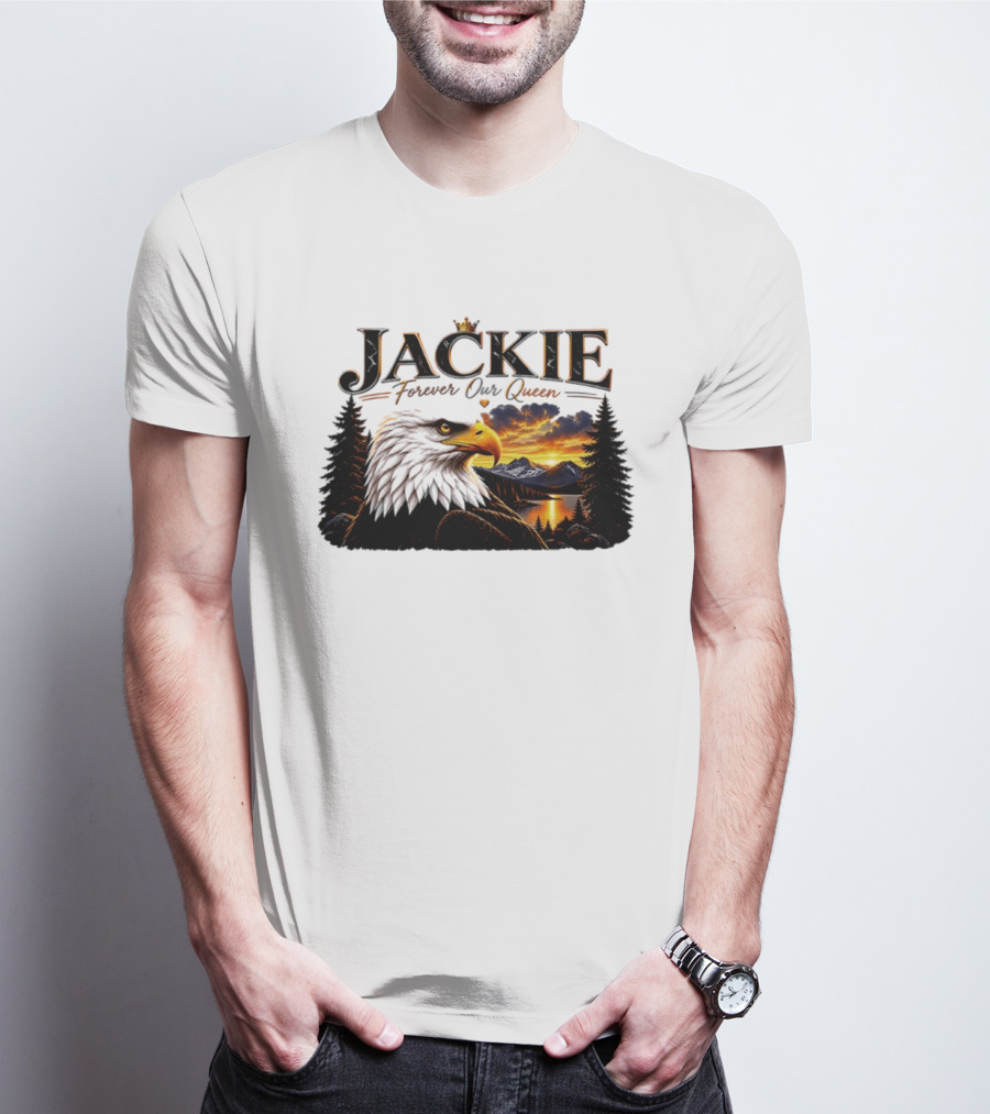 Jackie Forever Our Queen Eagle Sunset Mountain Scene T-Shirt