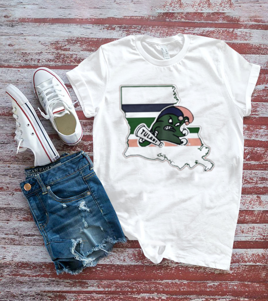 Tulane Green Wave Louisiana State Mardi Gras Map T-Shirt