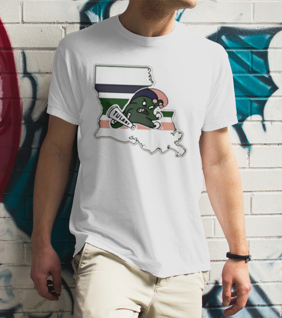 Tulane Green Wave Louisiana State Mardi Gras Map T-Shirt