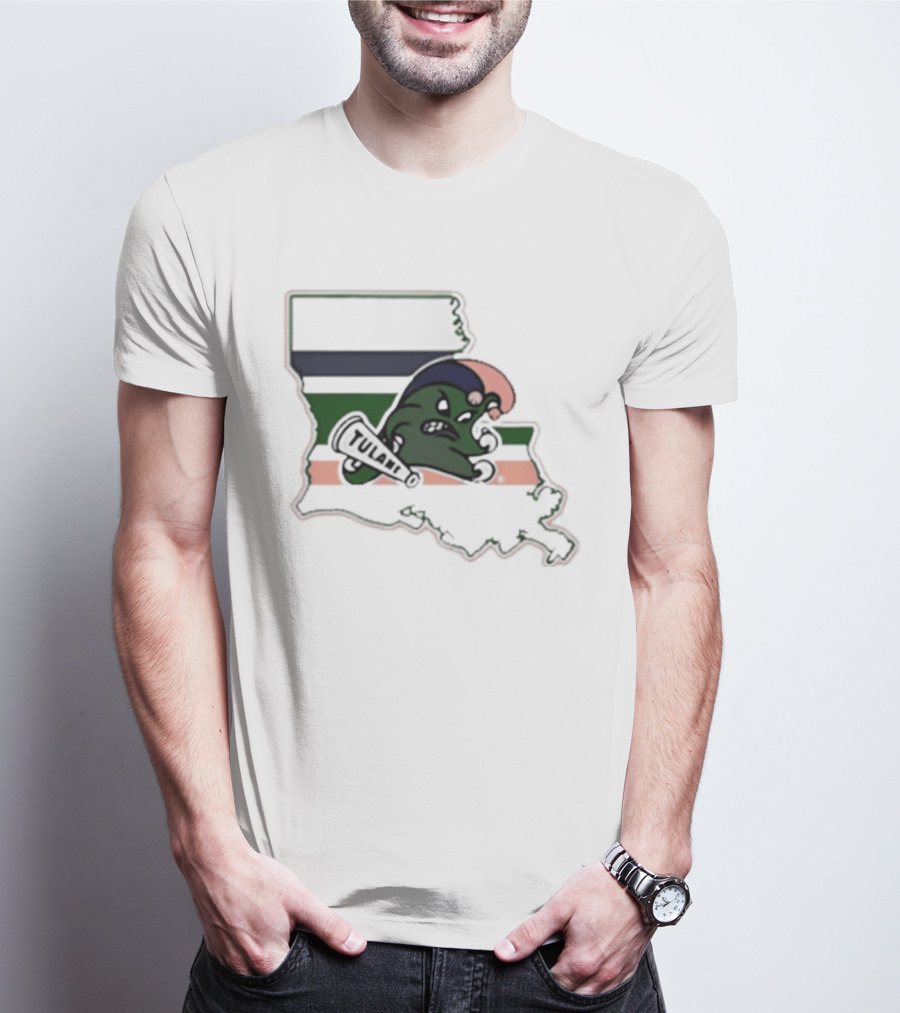Tulane Green Wave Louisiana State Mardi Gras Map T-Shirt