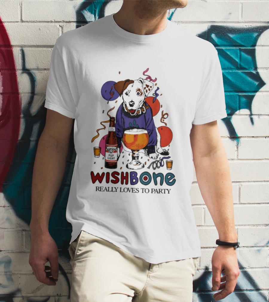 Wishbone Really Loves To Party Dog Beer Celebration T-Shirt