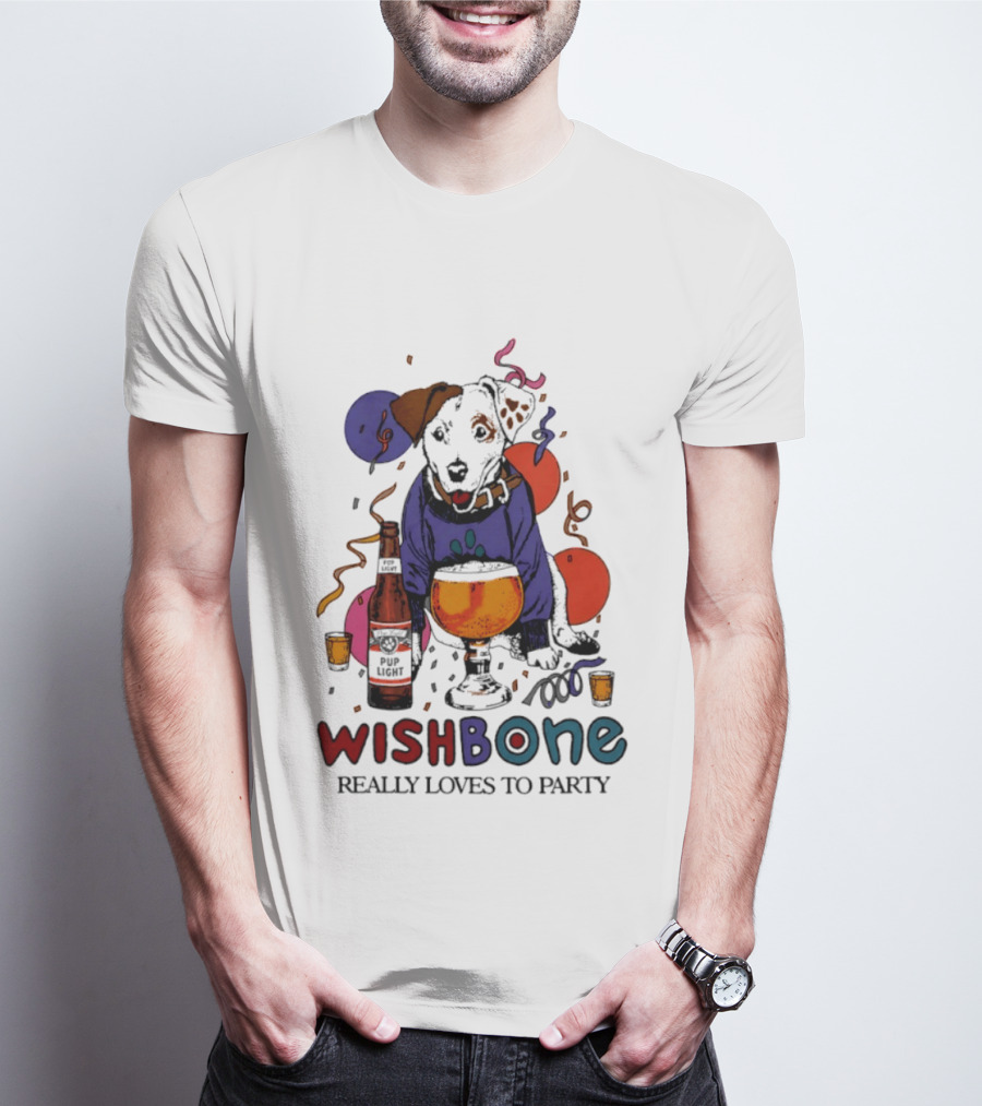 Wishbone Really Loves To Party Dog Beer Celebration T-Shirt