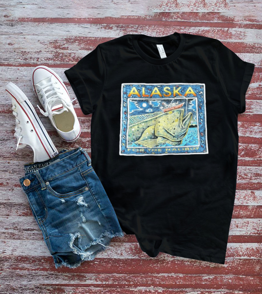 Alaska For The Halibut Fishing Adventure Under Moonlit Sky T-Shirt