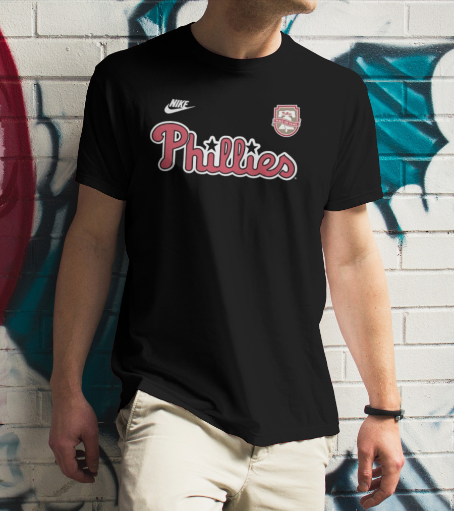 Nike Phillies Wall Of Fame Chase Utley 26 Philadelphia Text And Stars T-Shirt