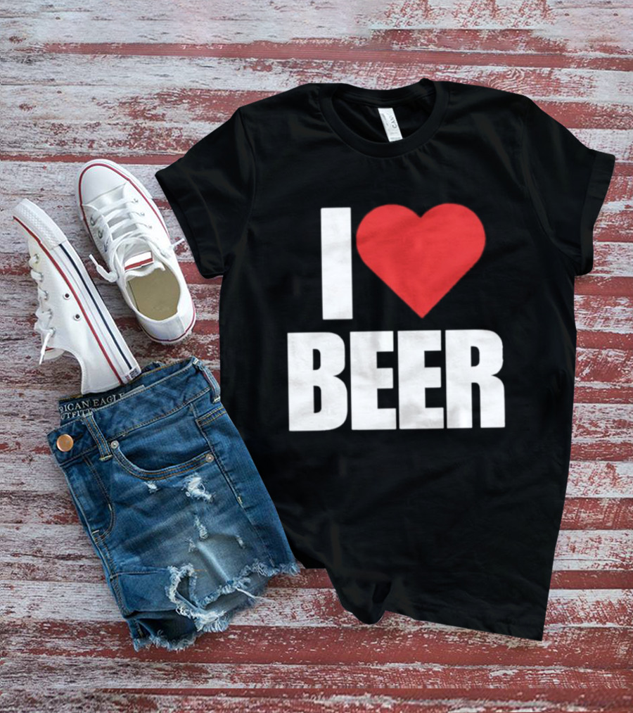 I Love Beer Bold Red Heart T-Shirt