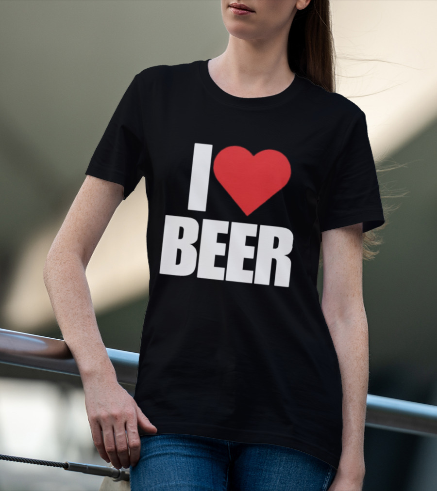 I Love Beer Bold Red Heart T-Shirt