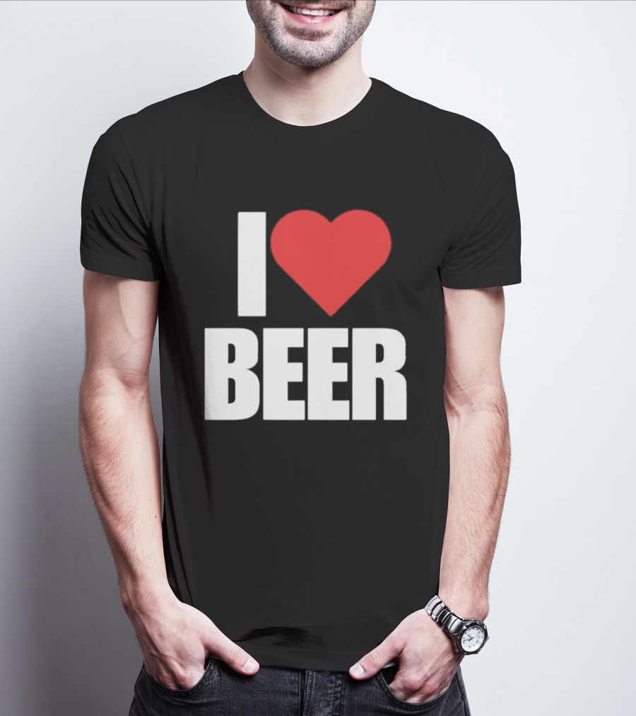I Love Beer Bold Red Heart T-Shirt