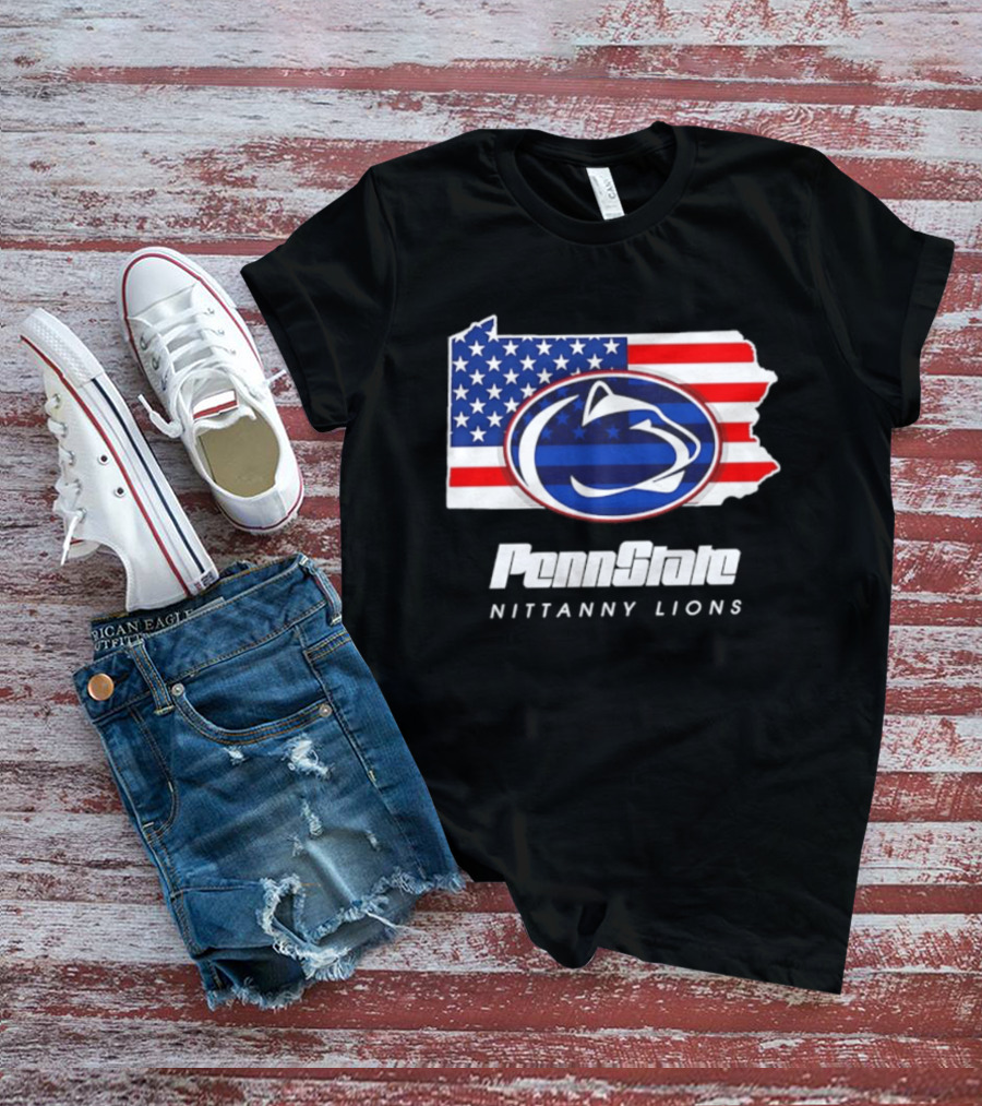 Penn State Nittany Lions Pennsylvania Flag American Pride T-Shirt