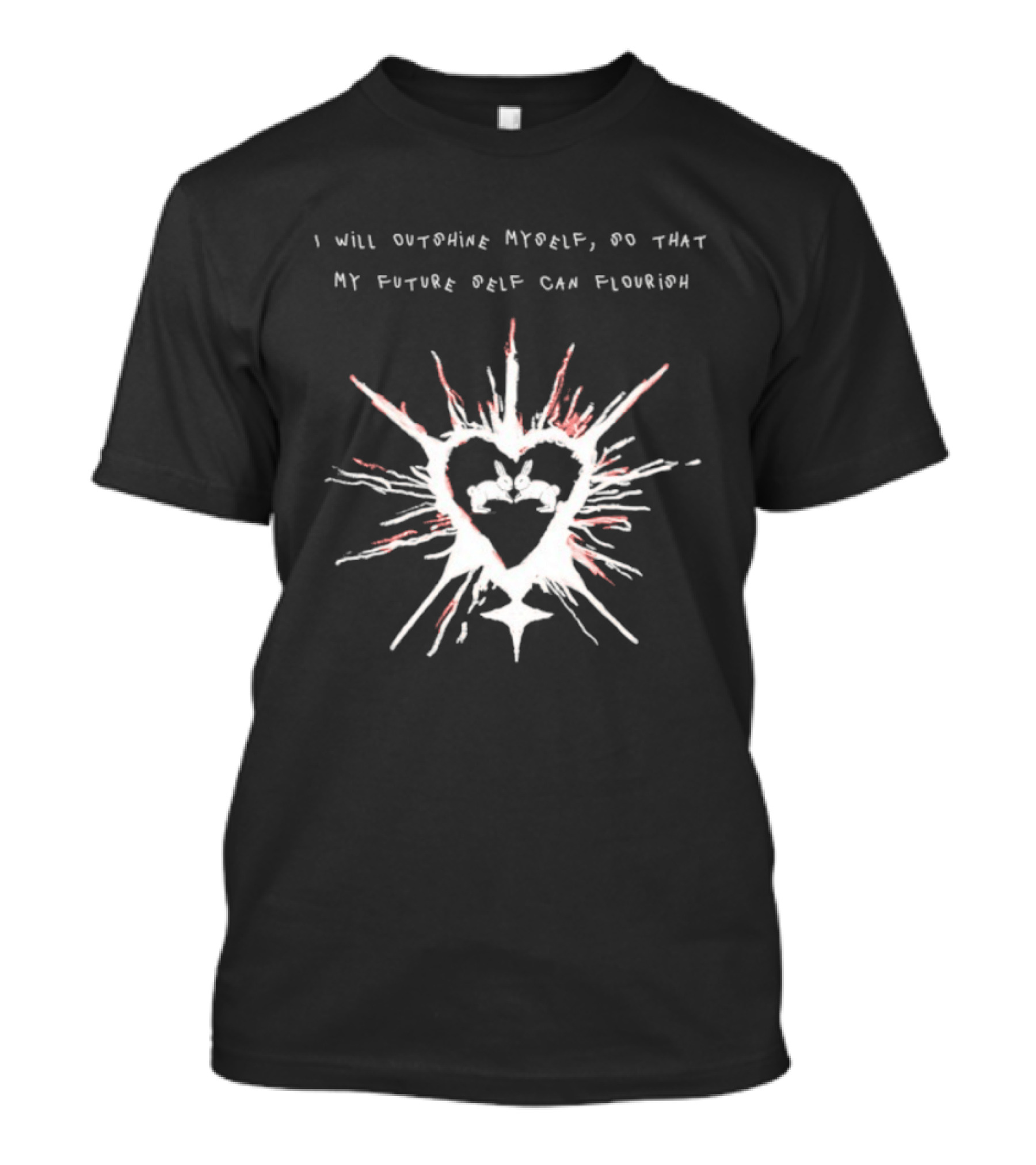 I Will Outshine Myself So That My Future Self Can Flourish Rabbits Heart Motif T-Shirt
