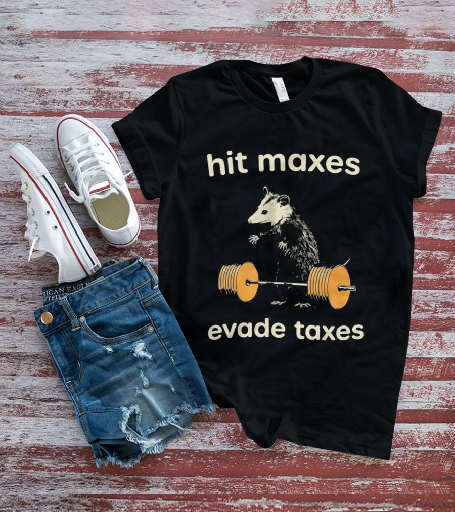 Hit Maxes Evade Taxes Mouse Bench Press T-Shirt