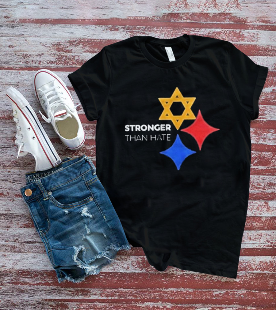 Pittsburgh Steelers Stronger Than Hate Star Of David Yellow Red Blue T-Shirt