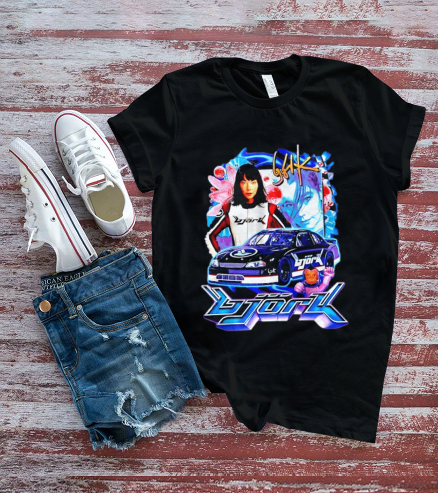 Vintage Bjork Racing Car Graphic Icelandic Music T-Shirt