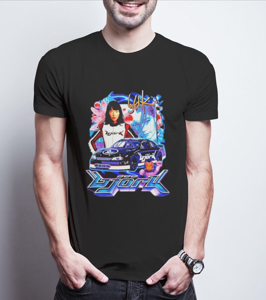 Vintage Bjork Racing Car Graphic Icelandic Music T-Shirt