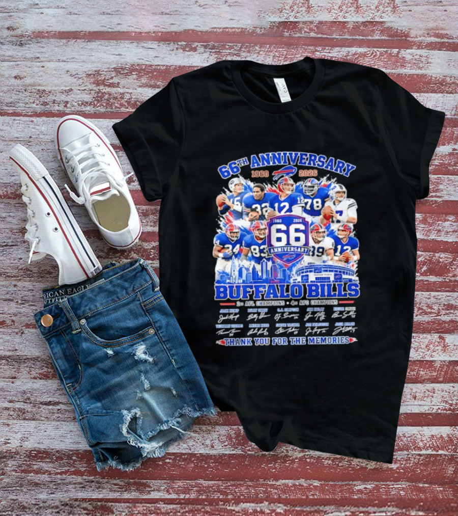 66th Anniversary Buffalo Bills 1960 2026 AFL Champions Thank You For The Memories T-Shirt