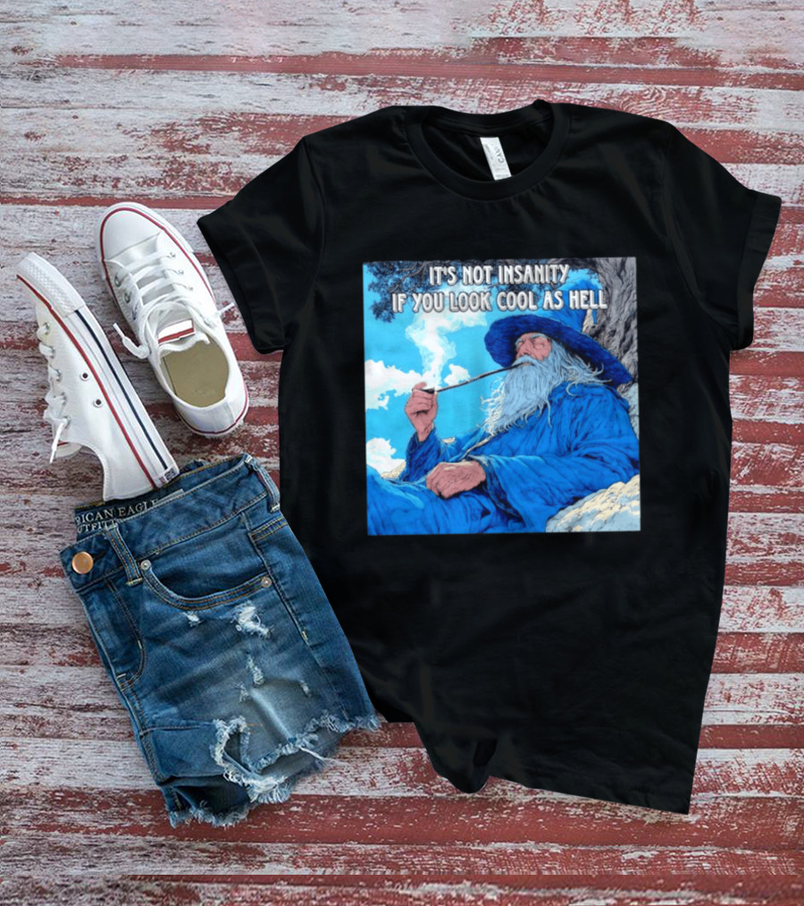 It's Not Insanity If You Look Cool As Hell Wizard Smoking Pipe T-Shirt