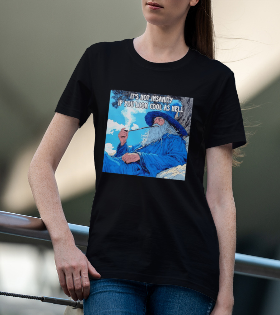 It's Not Insanity If You Look Cool As Hell Wizard Smoking Pipe T-Shirt