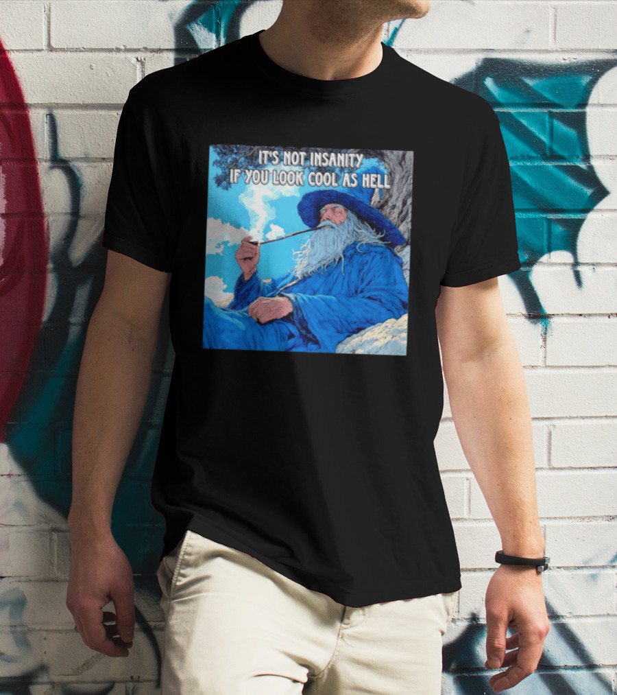 It's Not Insanity If You Look Cool As Hell Wizard Smoking Pipe T-Shirt