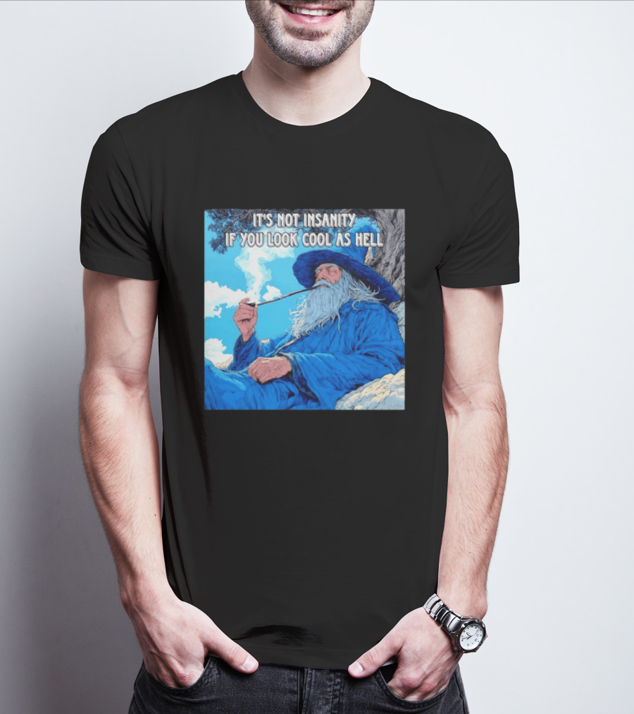 It's Not Insanity If You Look Cool As Hell Wizard Smoking Pipe T-Shirt