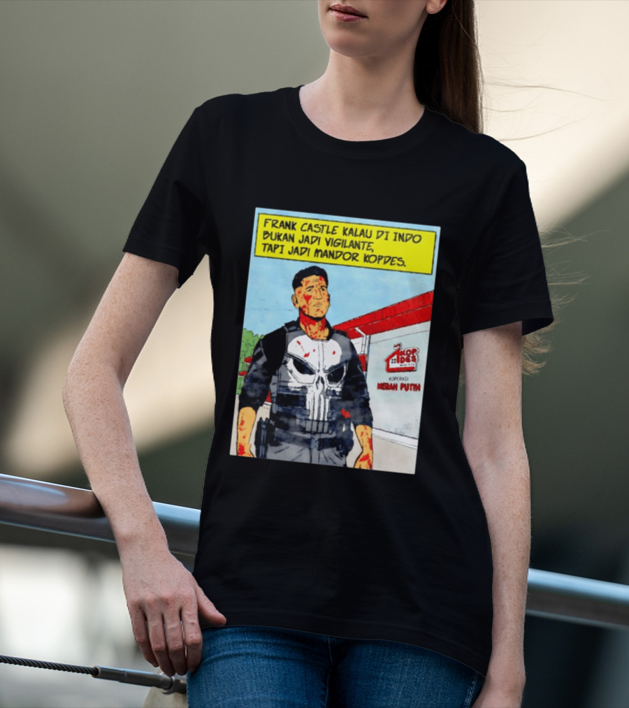 Frank Castle Kalau Di Indo Bukan Jadi Vigilante Tapi Jadi Mandor Kopdes Koperasi Merah Putih Marvel Comics T-Shirt