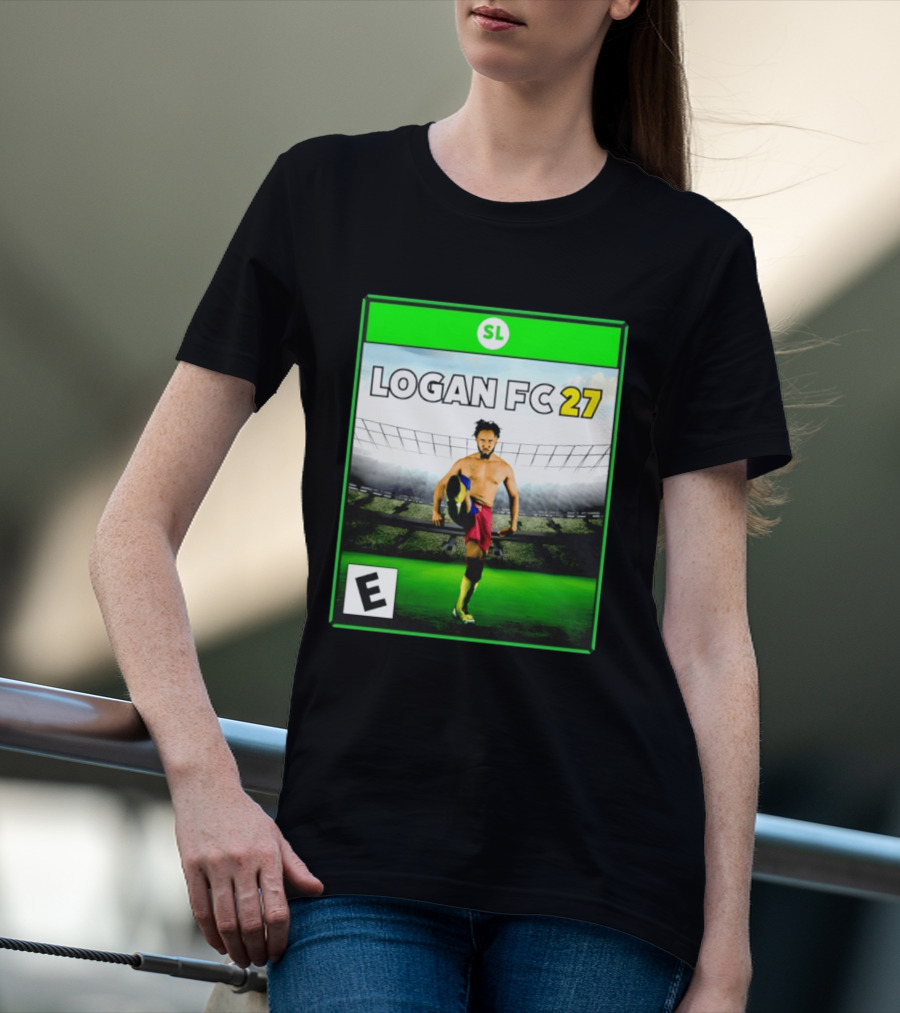 LOGAN FC 27 Soccer Game Box Art With Player In Stadium T-Shirt