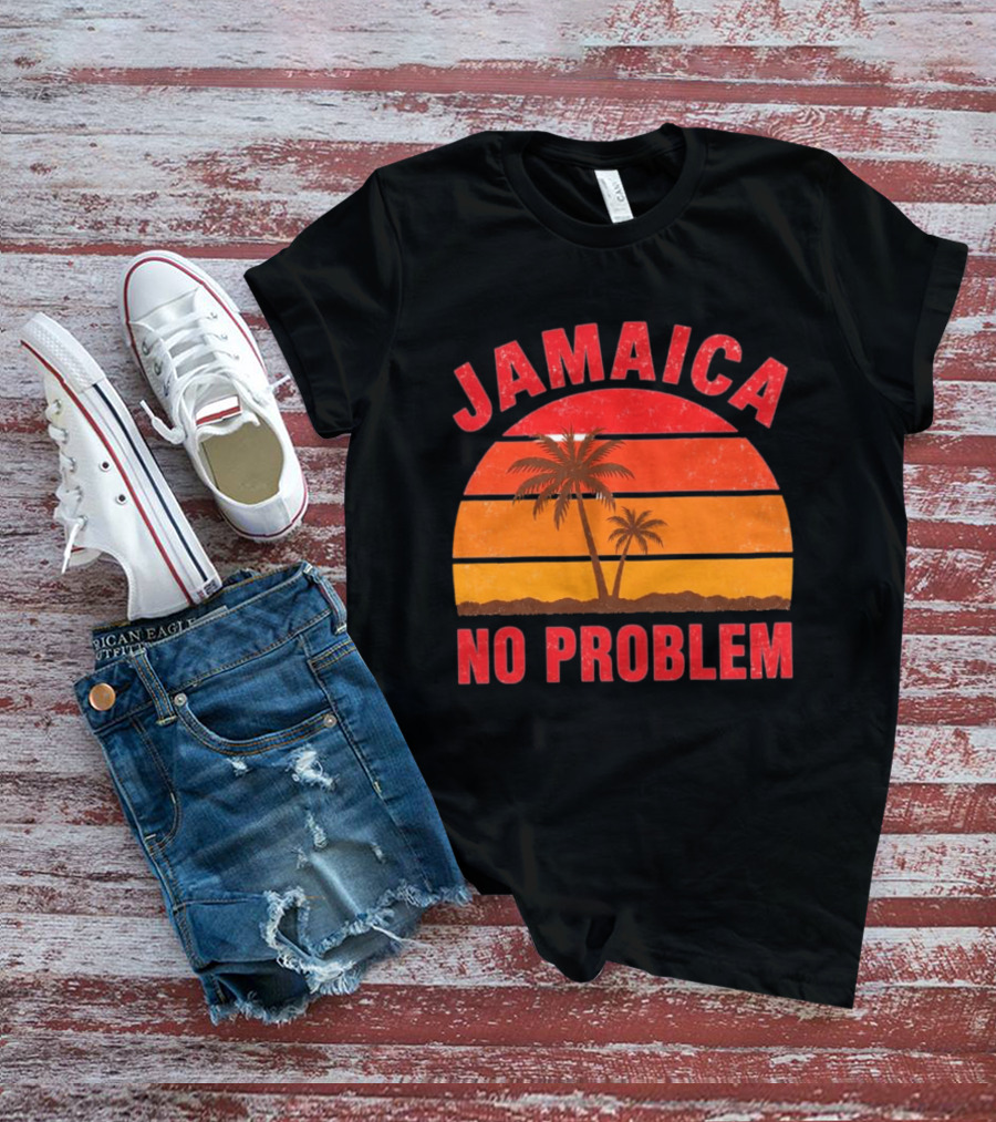 Jamaica No Problem Sunset Palm Trees Vintage Island Vibes T-Shirt