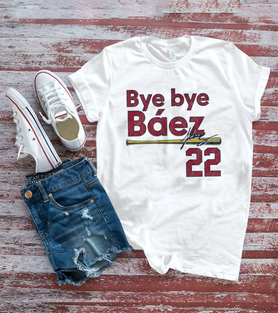 Bye Bye Báez St. Louis Cardinals MLB 2026 Number 22 Baseball Bat Signature T-Shirt