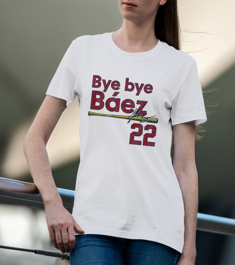Bye Bye Báez St. Louis Cardinals MLB 2026 Number 22 Baseball Bat Signature T-Shirt