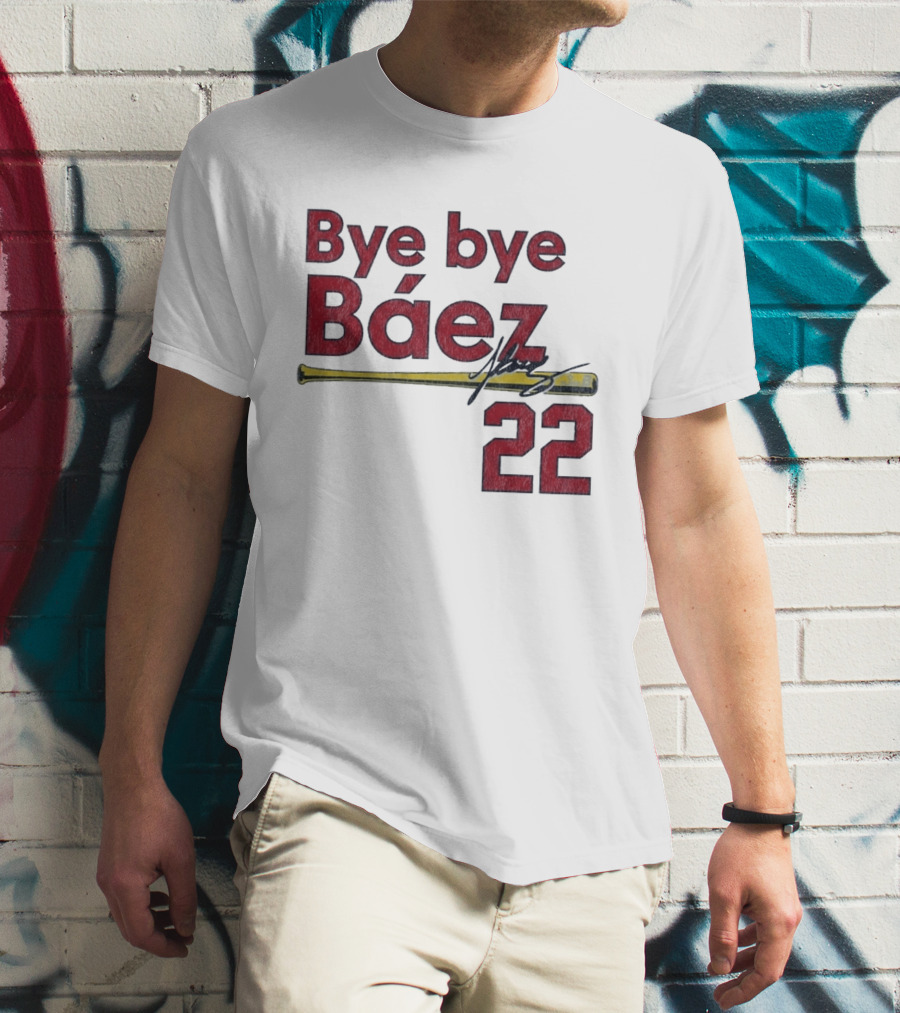 Bye Bye Báez St. Louis Cardinals MLB 2026 Number 22 Baseball Bat Signature T-Shirt
