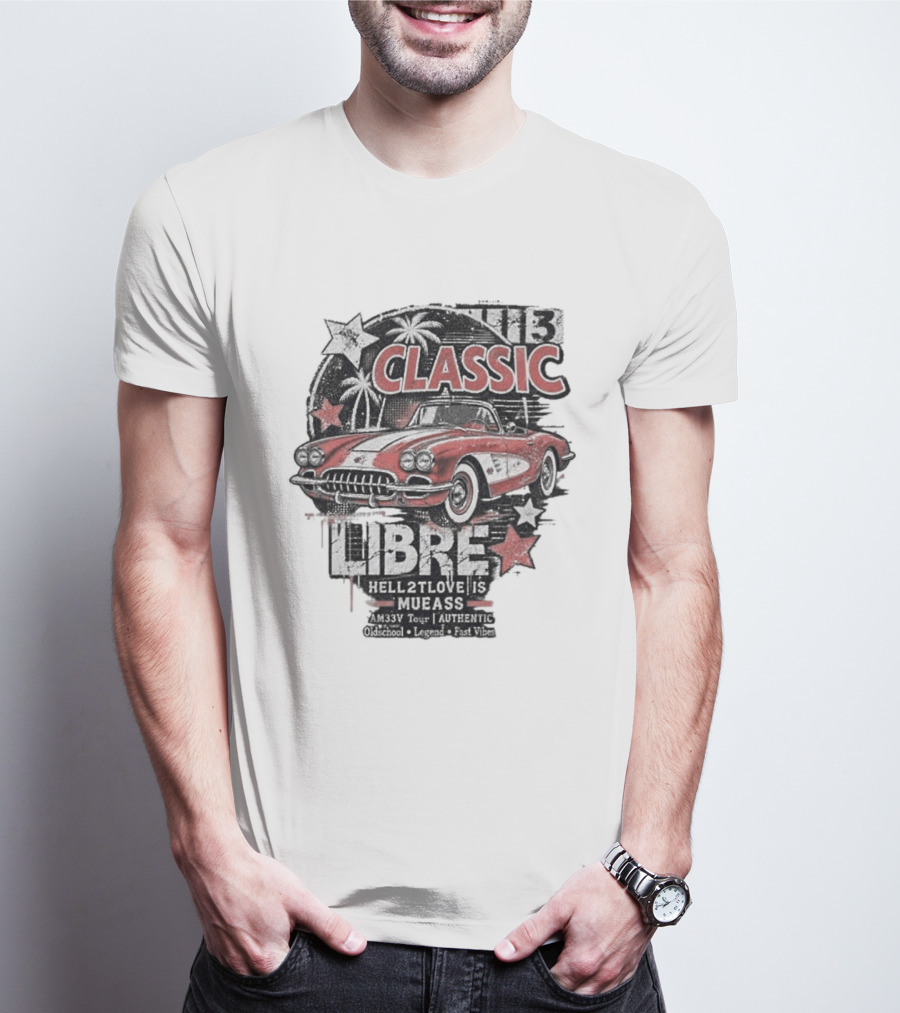 Classic Muscle Car Palm Tree Libre Americana Oldschool Legend Fast Vibes T-Shirt