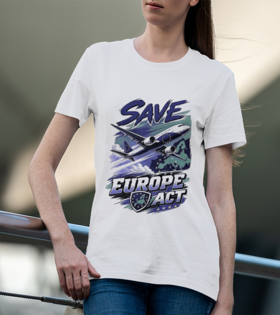 Save Europe Act 2026 Airplane Map Stars T-Shirt