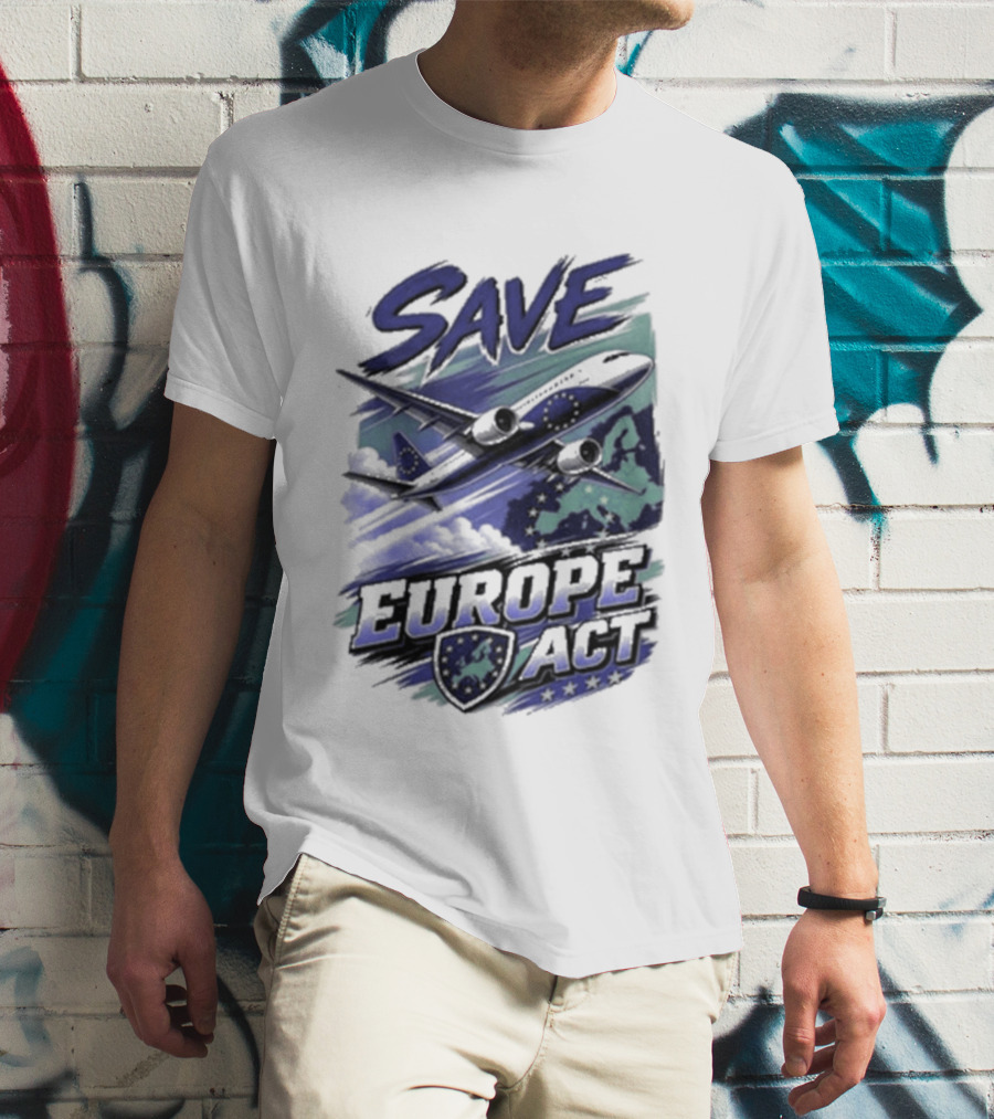 Save Europe Act 2026 Airplane Map Stars T-Shirt