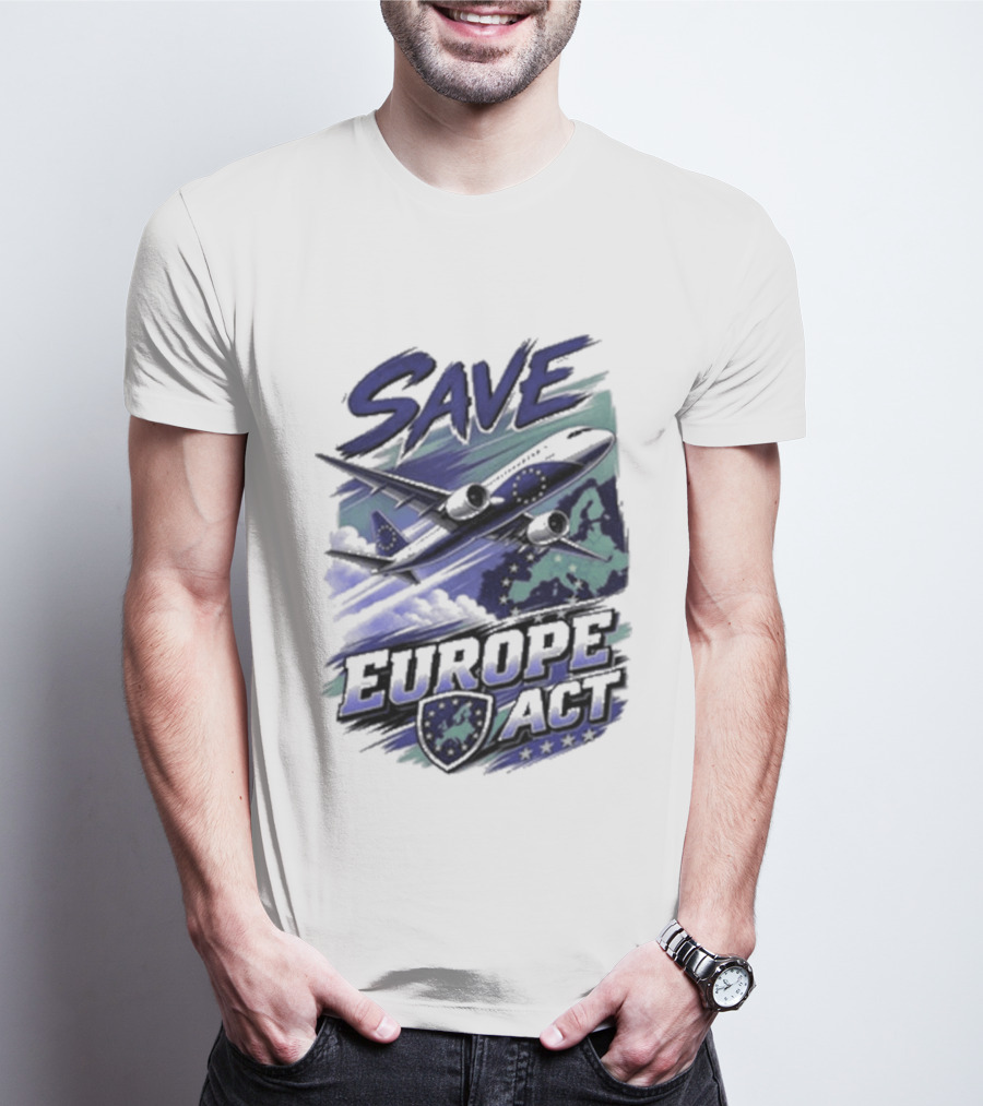 Save Europe Act 2026 Airplane Map Stars T-Shirt