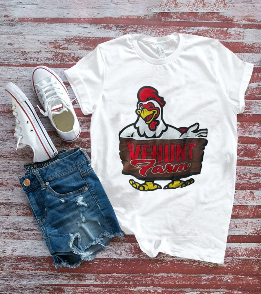 Wehunt Farm Chicken Winking Rooster With Red And Yellow Accents T-Shirt