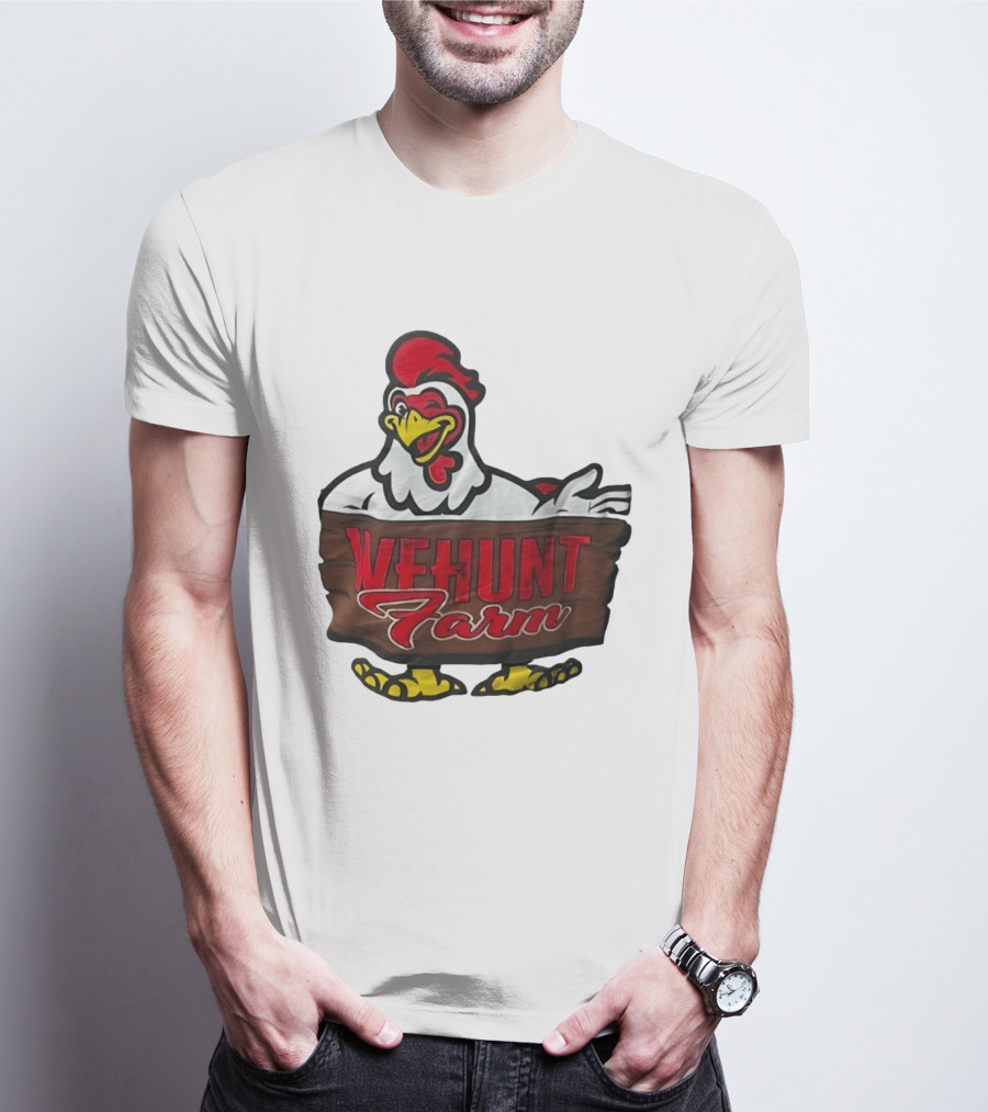 Wehunt Farm Chicken Winking Rooster With Red And Yellow Accents T-Shirt