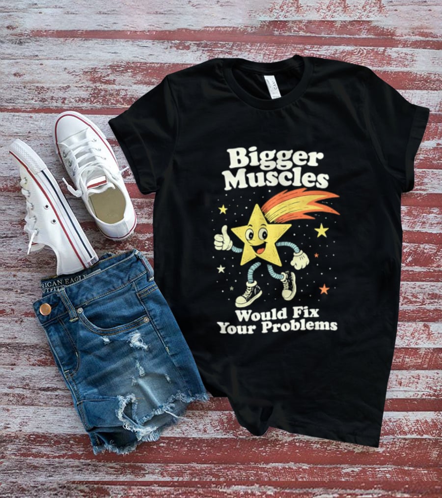 Bigger Muscles Star Cartoon Thumbs Up Encouragement T-Shirt