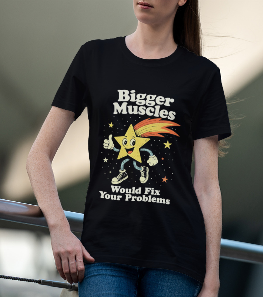 Bigger Muscles Star Cartoon Thumbs Up Encouragement T-Shirt