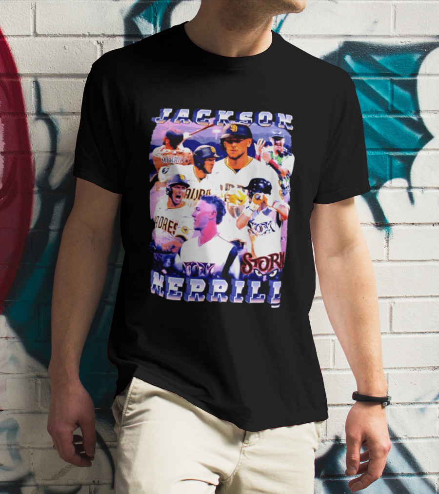 Jackson Merrill Padres Storm Baseball Collage San Diego T-Shirt