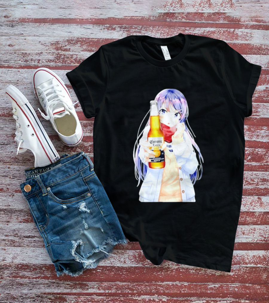 Mai Sakurajima Holding Corona Extra Rascal Does Not Dream Of Bunny Girl Senpai Anime T-Shirt