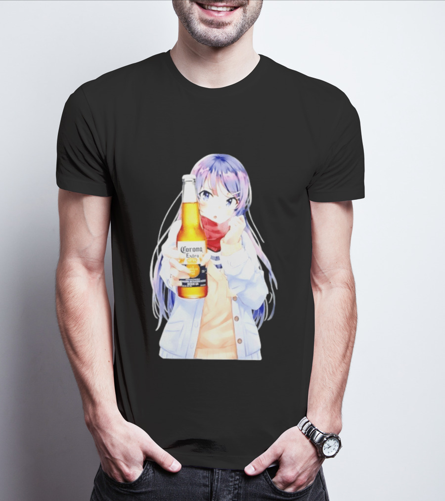 Mai Sakurajima Holding Corona Extra Rascal Does Not Dream Of Bunny Girl Senpai Anime T-Shirt