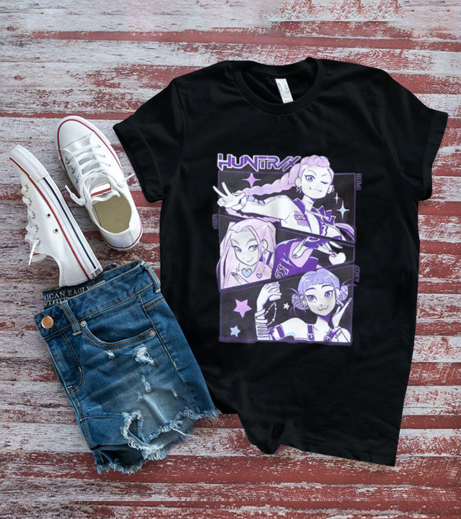 Huntrix Rumi Mira Zoey K POP World Tour Demon Hunters 2 Sided T-Shirt