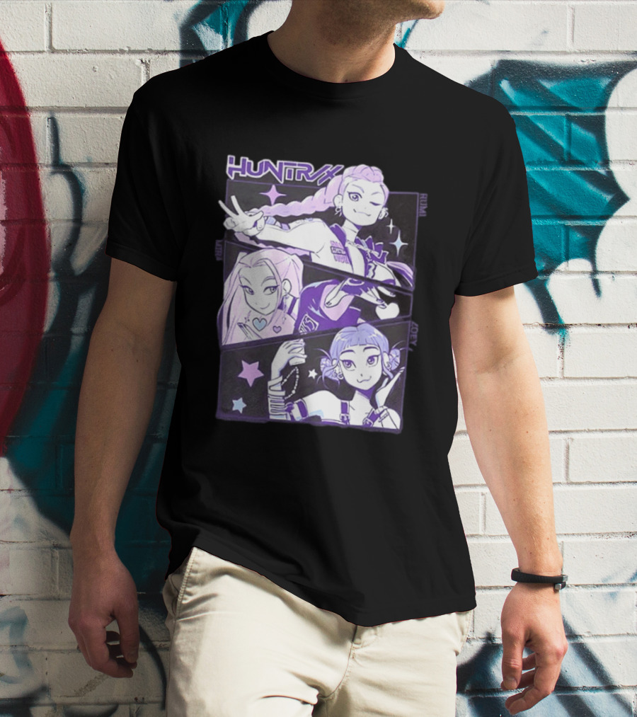 Huntrix Rumi Mira Zoey K POP World Tour Demon Hunters 2 Sided T-Shirt