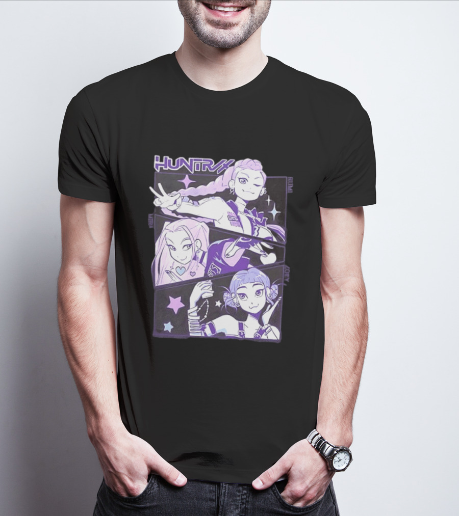 Huntrix Rumi Mira Zoey K POP World Tour Demon Hunters 2 Sided T-Shirt