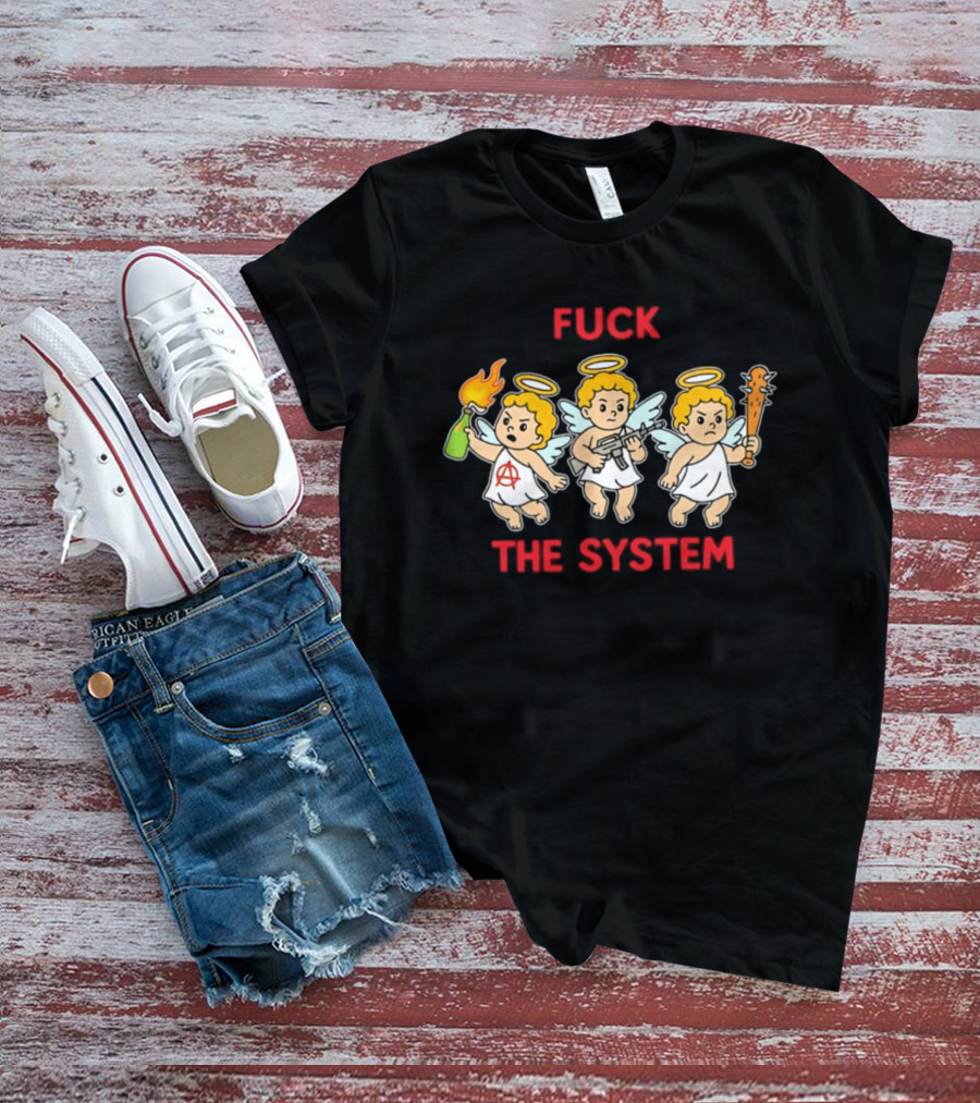 Anarchy Angels Punk Rebellion Fuck The System Cherub T-Shirt
