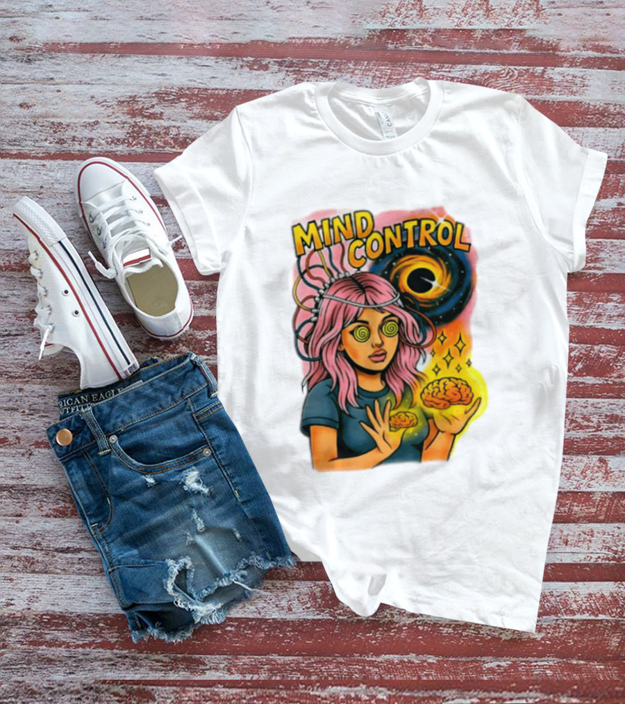 Mind Control Teen Hearts Psychedelic Black Hole Spiral Eyes Brain Magic T-Shirt