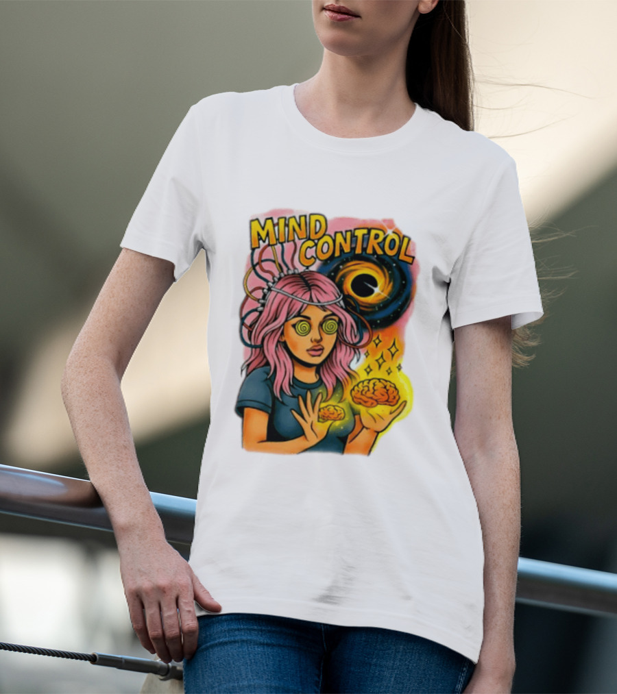 Mind Control Teen Hearts Psychedelic Black Hole Spiral Eyes Brain Magic T-Shirt