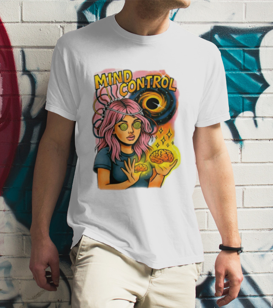 Mind Control Teen Hearts Psychedelic Black Hole Spiral Eyes Brain Magic T-Shirt