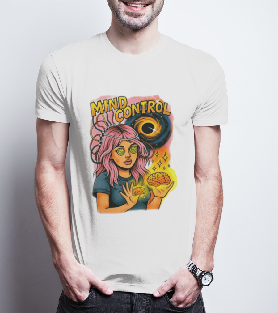 Mind Control Teen Hearts Psychedelic Black Hole Spiral Eyes Brain Magic T-Shirt