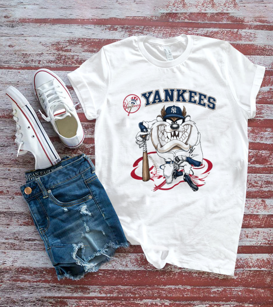 NY Yankees Tasmanian Devil Looney Tunes Baseball MLB T-Shirt