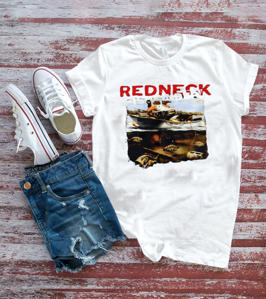 Redneck Fishfinder Fishing Boat Scene With Underwater View T-Shirt